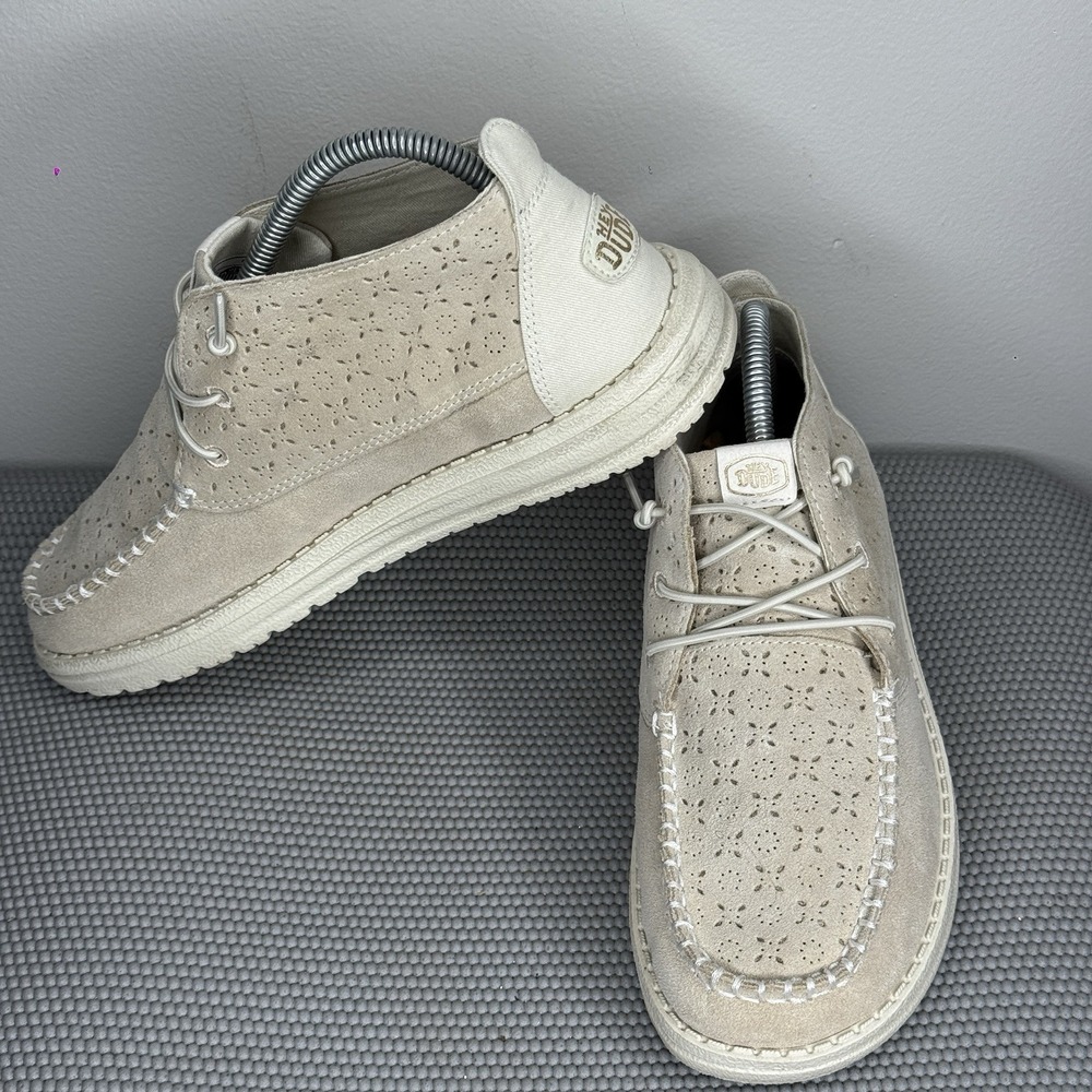 Hey Dude Women's Size 8 Wendy Mid Suede Boho Ivory Lightweight Comfort Shoes - Picture 4 of 8
